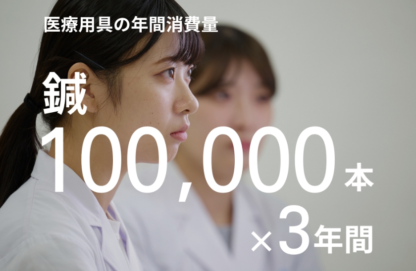 鍼の年間消費量10万本を実習で使用し、3年間で徹底的に技術を磨く学生